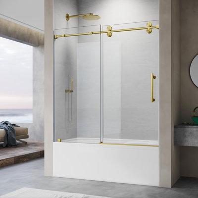 Porte de baignoire coulissante sans cadre l 56 "- H 60" x H 66 "