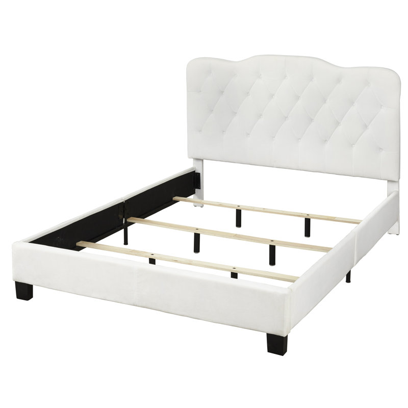 Ahmaud Upholstered Standard Bed, White, Queen