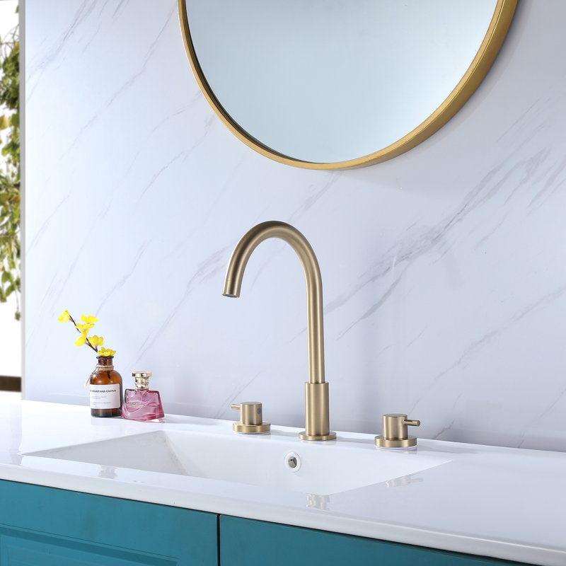 Widespread 2-handle Bathroom Faucet, Brushed Gold