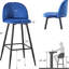 2 pièces tabourets de bar modernes, chaise de comptoir avec dossier. Pieds et repose-pieds en métal. Siège en tissu bleu. Assemblage facile pour la cuisine. Repose-pieds. Revêtement.