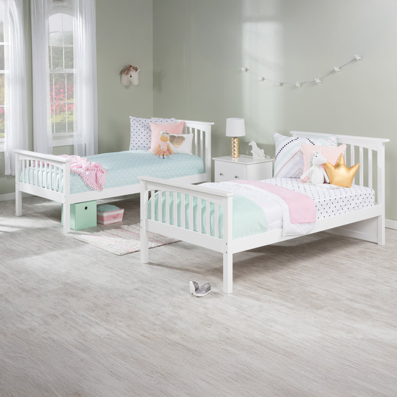  Flinn Solid Wood Bunk Bed, Twin over Twin, White