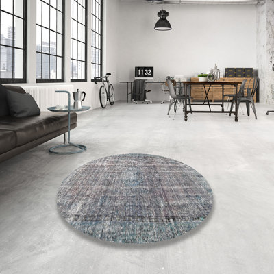 Tapis décoratif gris en laine oriental