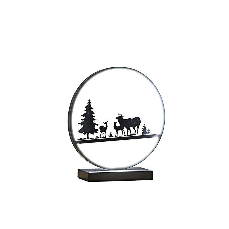 Lampe de table moderne à DEL avec ampoule 12 W intégrée, finition noir mat et design circulaire élégant