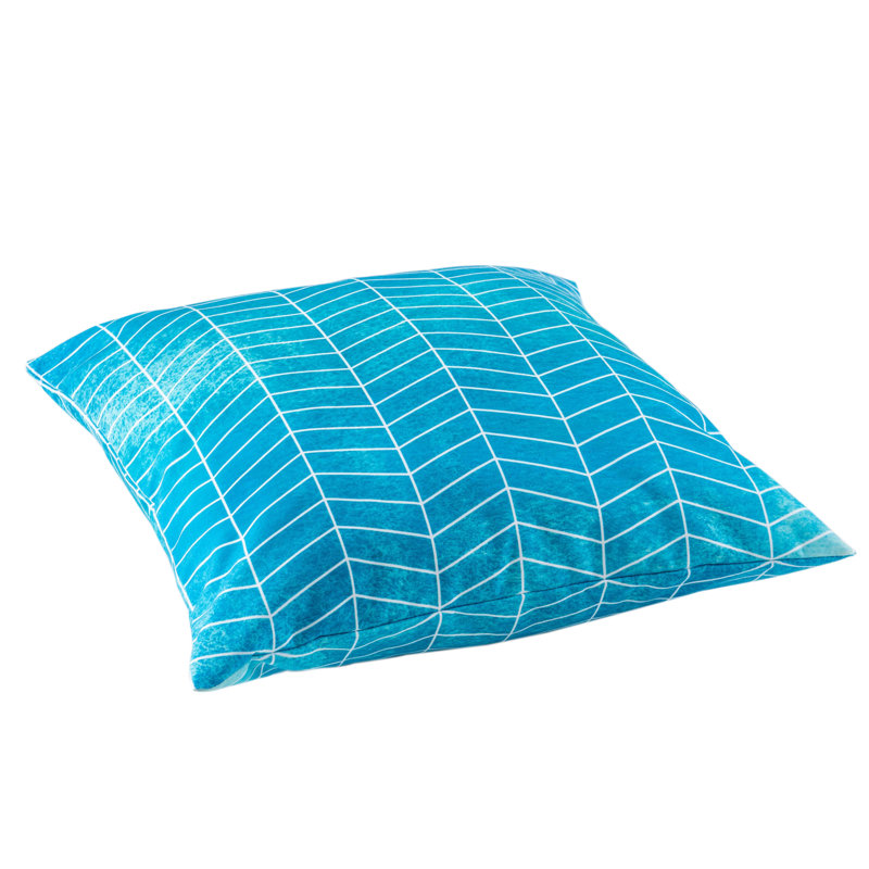 Coussin carré bleu zigzag
