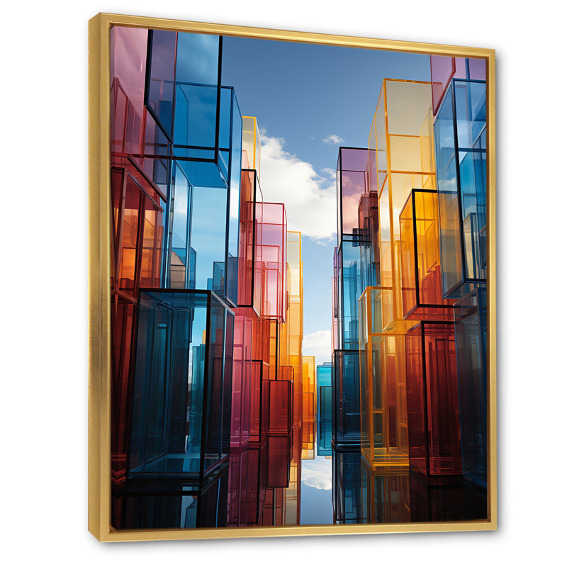 Kamiska Skyscrapers Glass Giants III, reproduction d'art sur toile, H 20 po x l 12 po x P 1 po, Cadre flottant doré