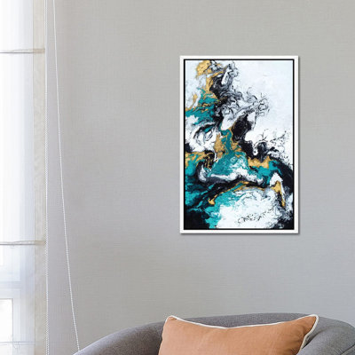 Green and Gold Smoke 1 Piece Wall Art on Canvas
