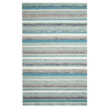 Fairfield Striped Handmade Tufted Blue/White/Brown Area Rug
