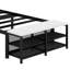 Structure de lit Howie, lit plateforme en métal avec tablettes de rangement à deux niveaux, armoire en bois-503844714-524043267