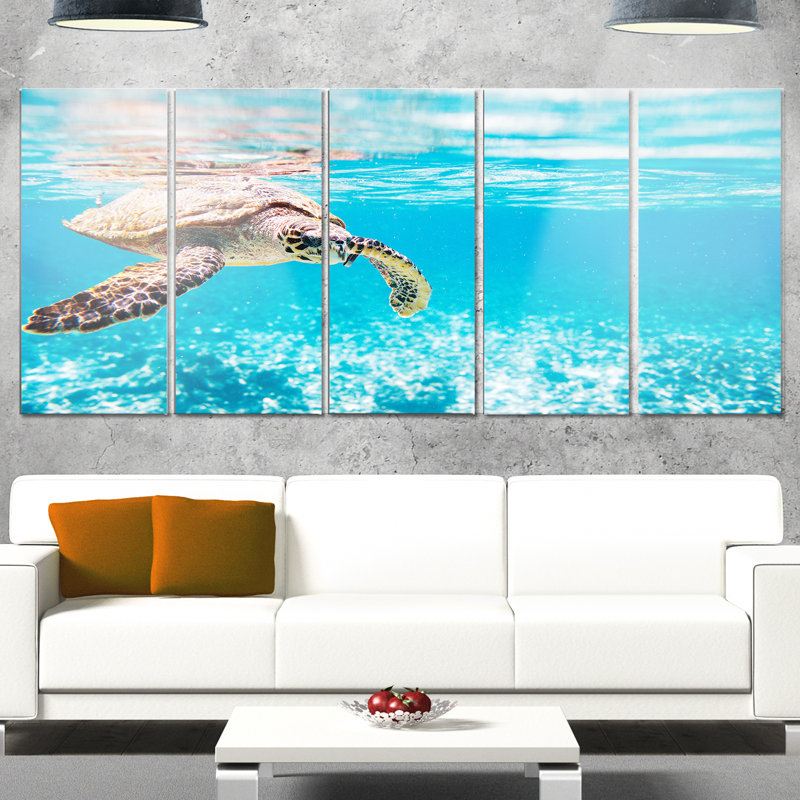 Grand tortue imbriquée, tortue de mer - photographie, reproduction de métal à multiples pièces