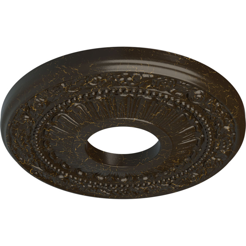 Médaillon de plafond Endurathane Reece, DO 12 po x P 1 3/4 po (convient aux auvents jusqu'à 2 3/8 po), fini craquelé de boue du Mississippi peint à la main