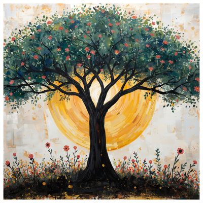 Tree With Sun Background Comforter