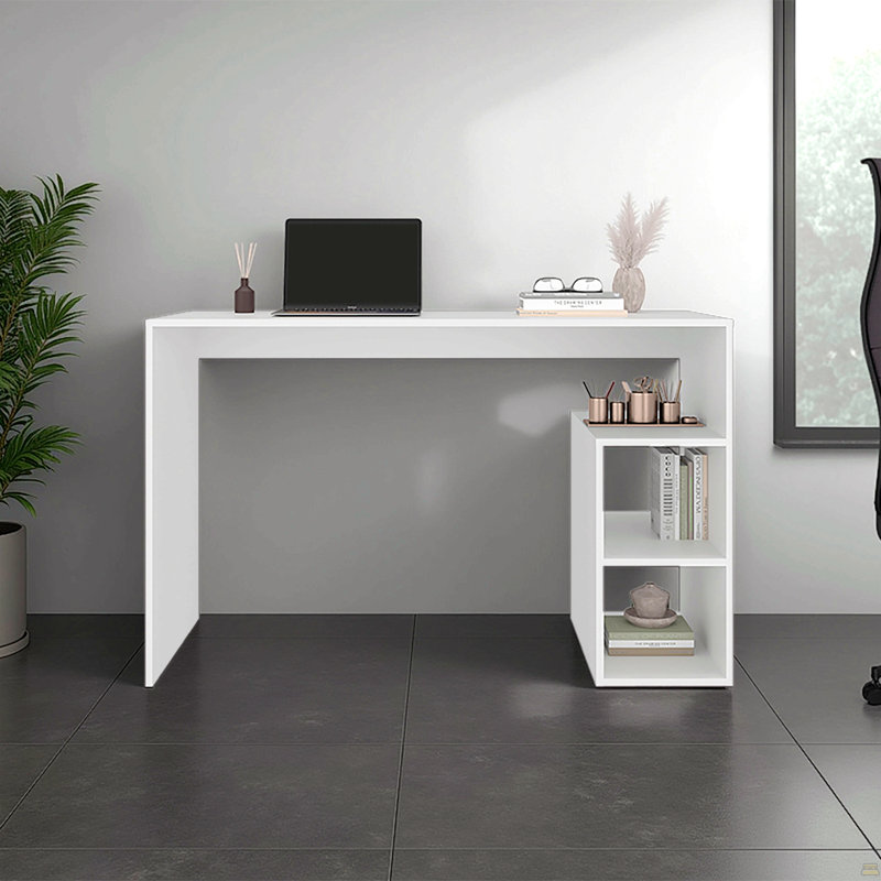 Bureau Benson, 3 tablettes, blanc