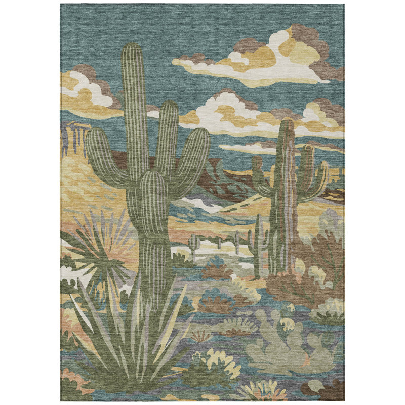 Machine Washable Indoor/Outdoor Chantille ACN2496 Americana Rug, Teal, 2'6" x 3'10"