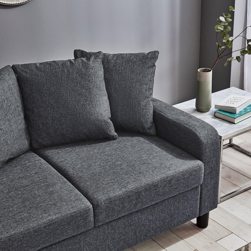Mitzi 3 Seater Linen Sofa, 2, Black, Linen