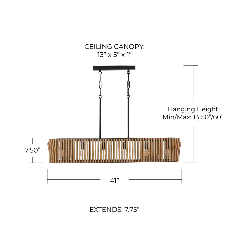 Kingsland 6 - Light Brown/Black Kitchen Island Pendant