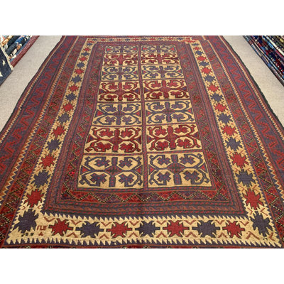 Tapis kilim en laine fait à la main de 6,1 x 8,11 pi, kilim géométrique, tapis floral barjasta afghan Herati, tapis Sumak kilim antique, salon.