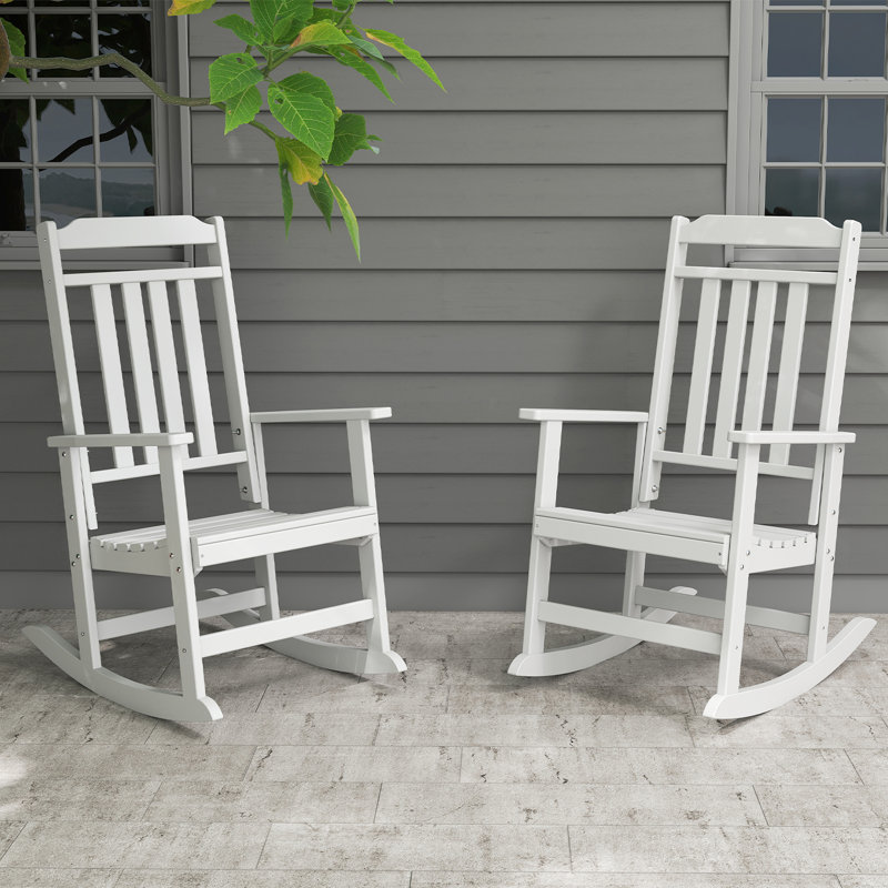 Ensemble de 2 chaises berçantes d'extérieur surdimensionnées, Blanc
