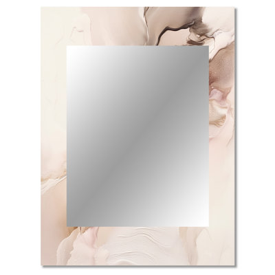 Brown Abstract Delicate Marble I - Marble Wall Mirror, Brown Decorative Mirror, Printed Metal Art