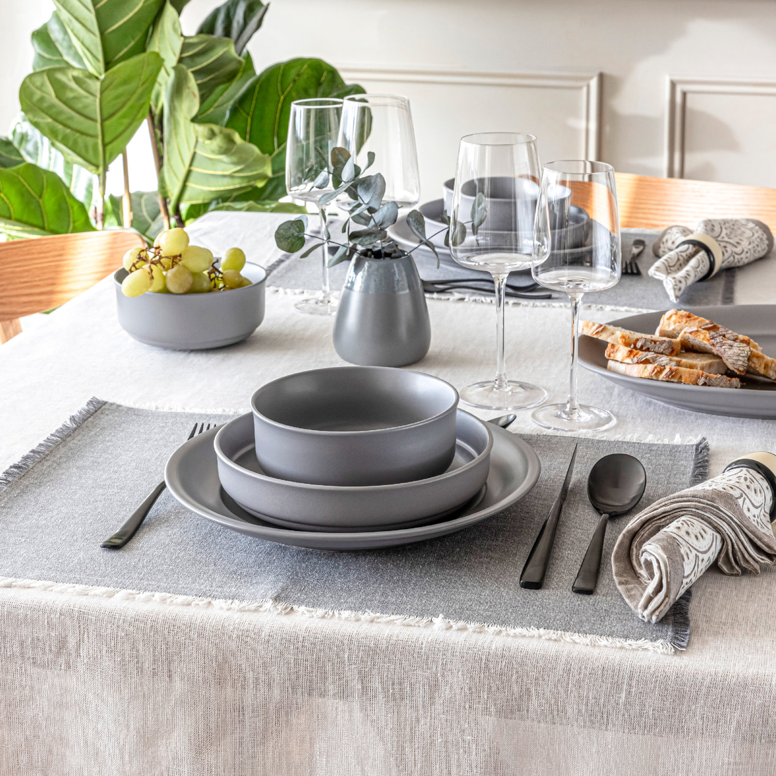 Linen Tablecloth, Ivory, 70" W x 108" L