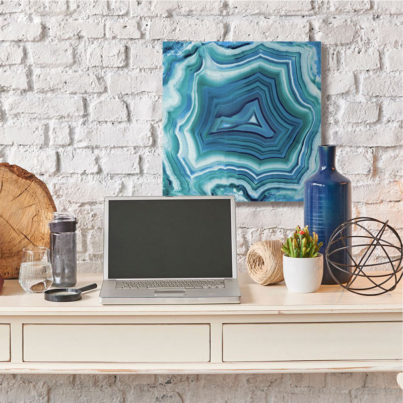 «Agate Crystal Pattern Blue Abstract» par Danielle Carson - impression d'art graphique, Toile tendue