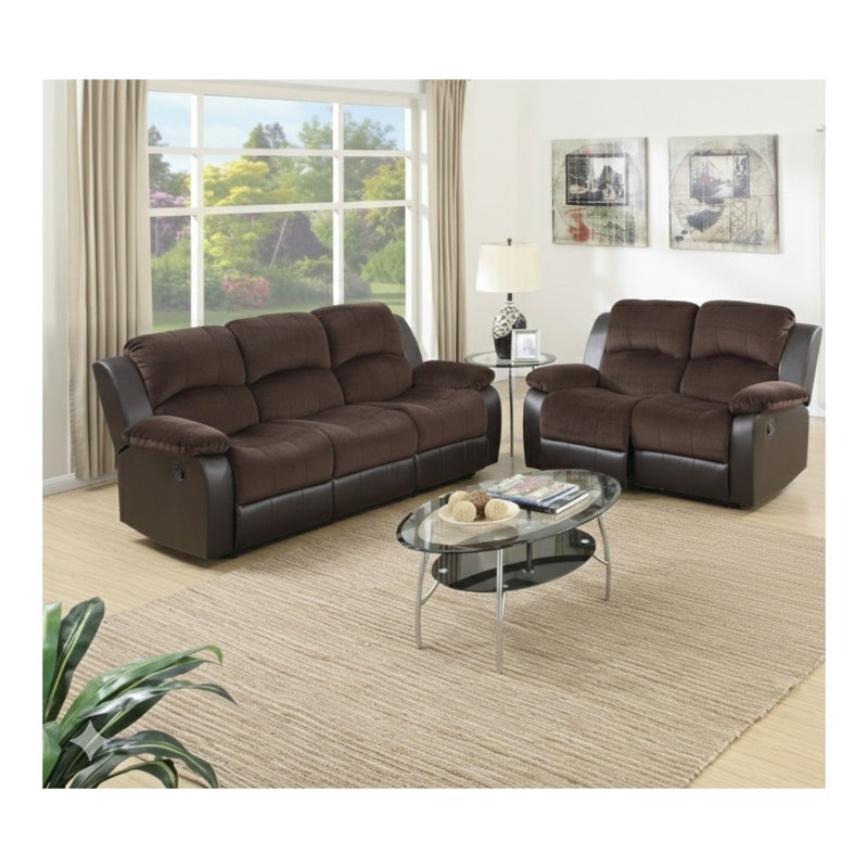 Ensemble de salon moderne 2 pièces 1 canapé 1 causeuse Coussin d'accoudoir Coussin d'accoudoir Dossier en similicuir Revêtement chocolat Meuble de salon principal