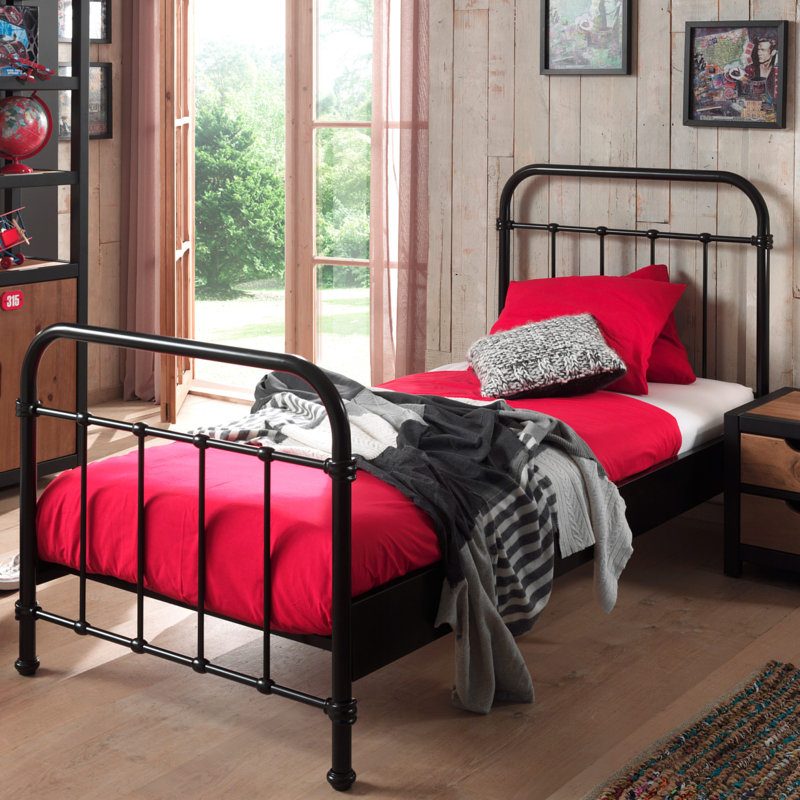 New York Metal Frame Bed, Black, European Single (90 x 200cm)