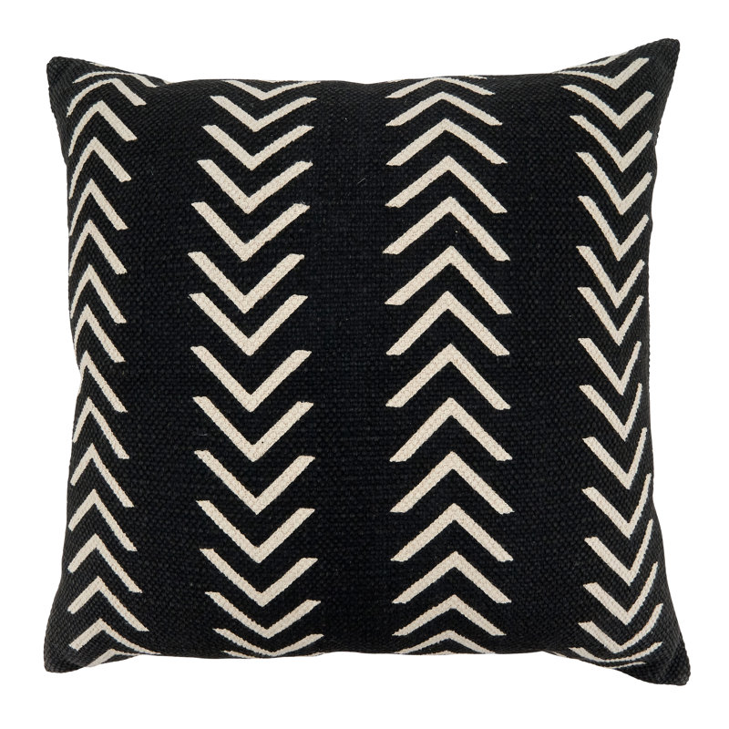 Adah Collection Geometric Cotton Throw Pillow, Black, Down