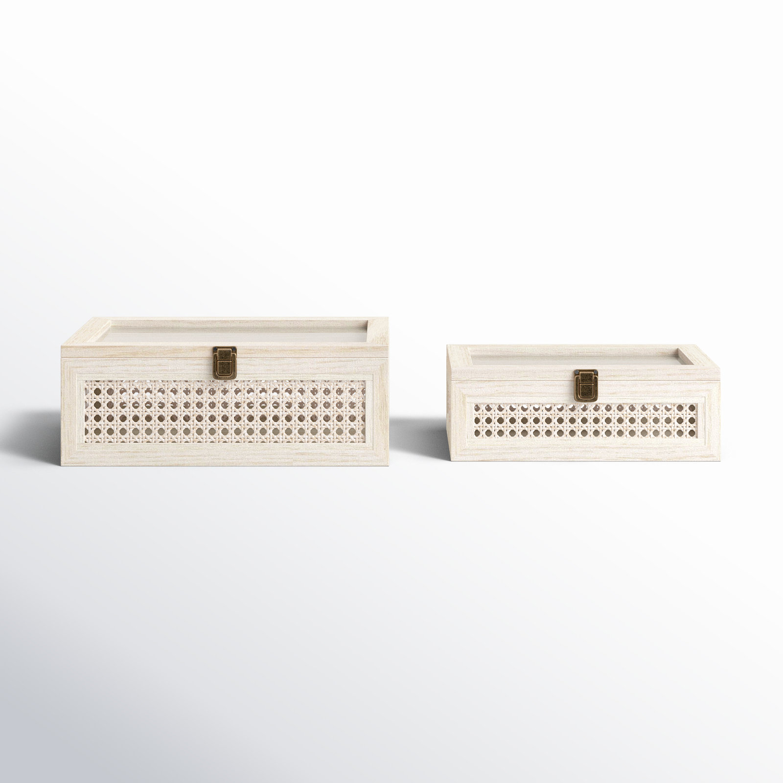 Cole And Grey Metal Handmade Woven Storage Box With Bronze Latches And Tempered Glass Tops