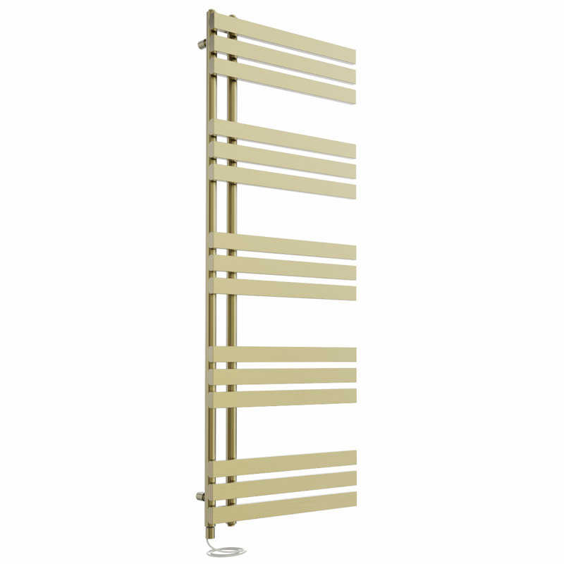 Rhyane Designer Towel Rail Heated Towel Rails, 160cm H x 60cm W x 7.35cm D, Brushed Brass
