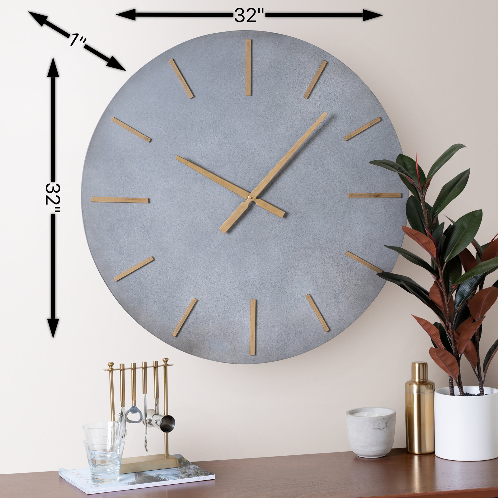 Darren 32'' Manufactured Wood Wall Clock