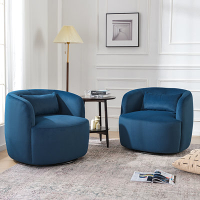 Ensemble de 2 fauteuils pivotants rembourrés en velours de 34 po de largeur (ensemble de 2)