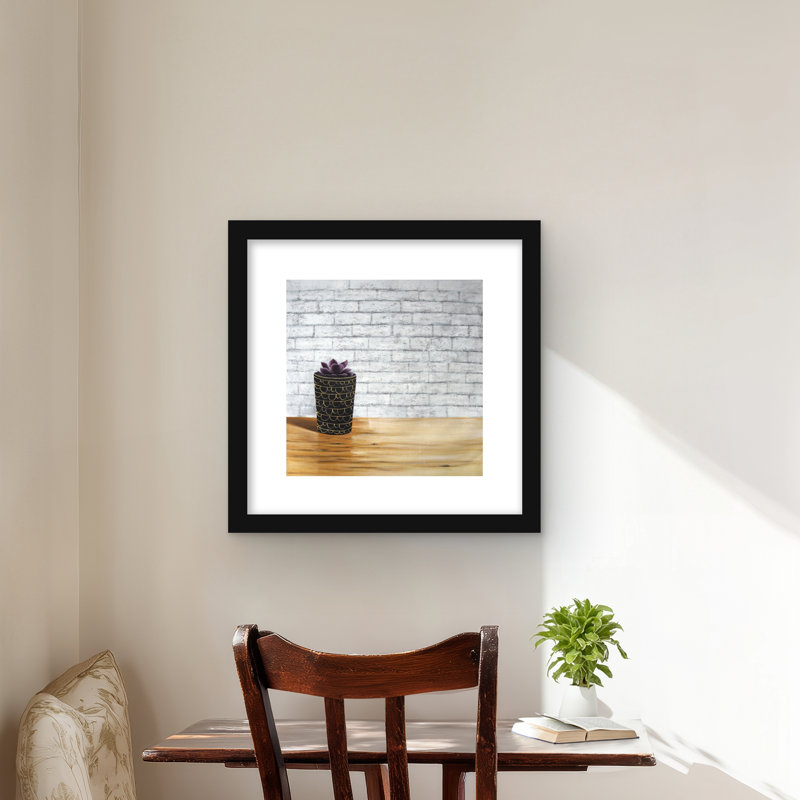 «Succulent in a Pot - Gray Hygge», reproduction encadrée