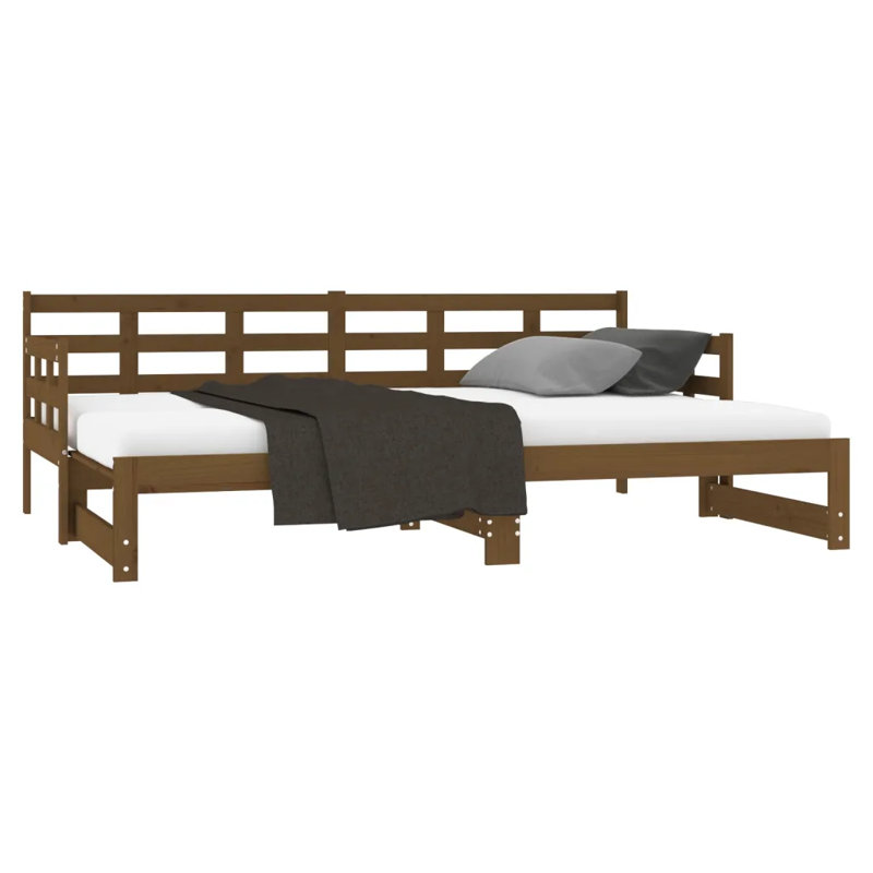 Jorah Solid Wood Daybed with Trundle, Black, Single (185.5  x 203.5 cm)