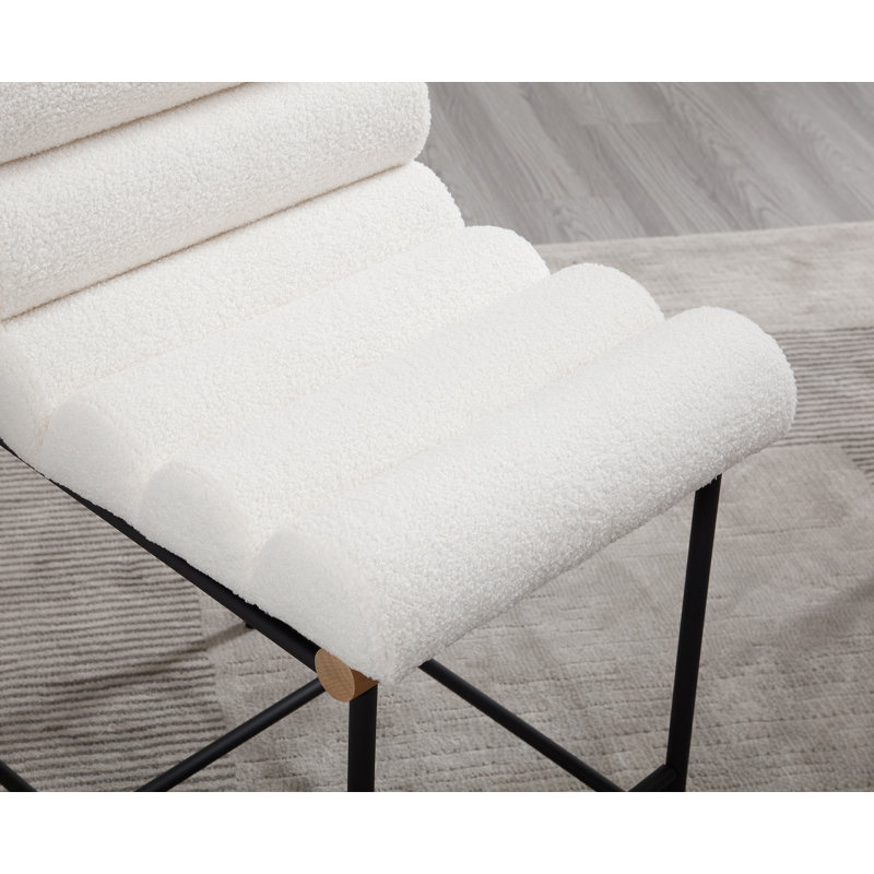 Roseau Upholstered 25'' Counter Stool with Metal Frame Chic Arm-less Counter Height Bar Stool for Coffee Bar/Kitchen Island