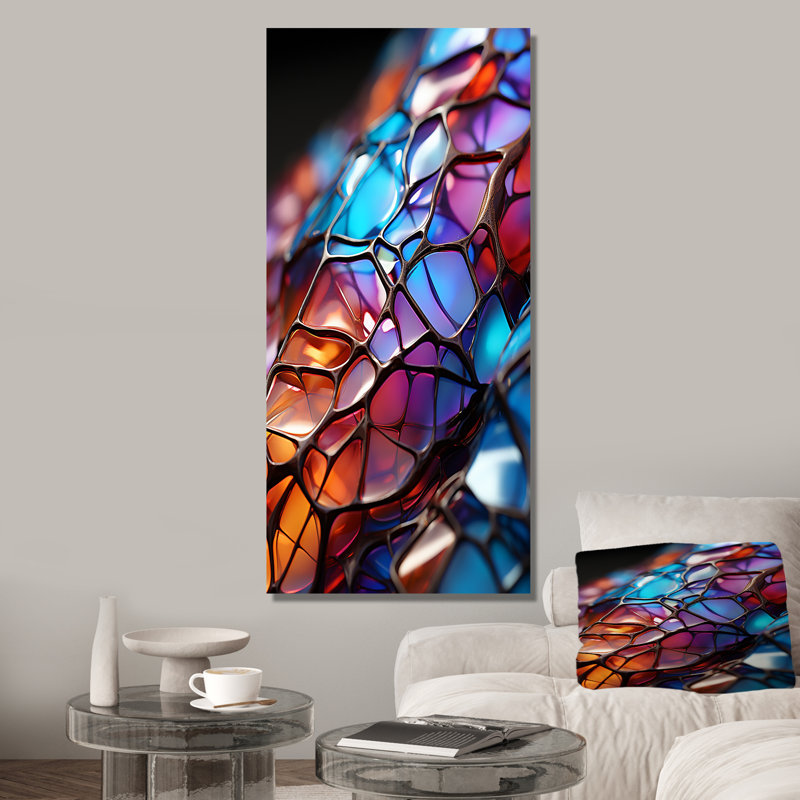 «Opalescent Abstract Fractal Glass Relief II», Toile tendue, H 60 po x l 28 po x P 1,5 po