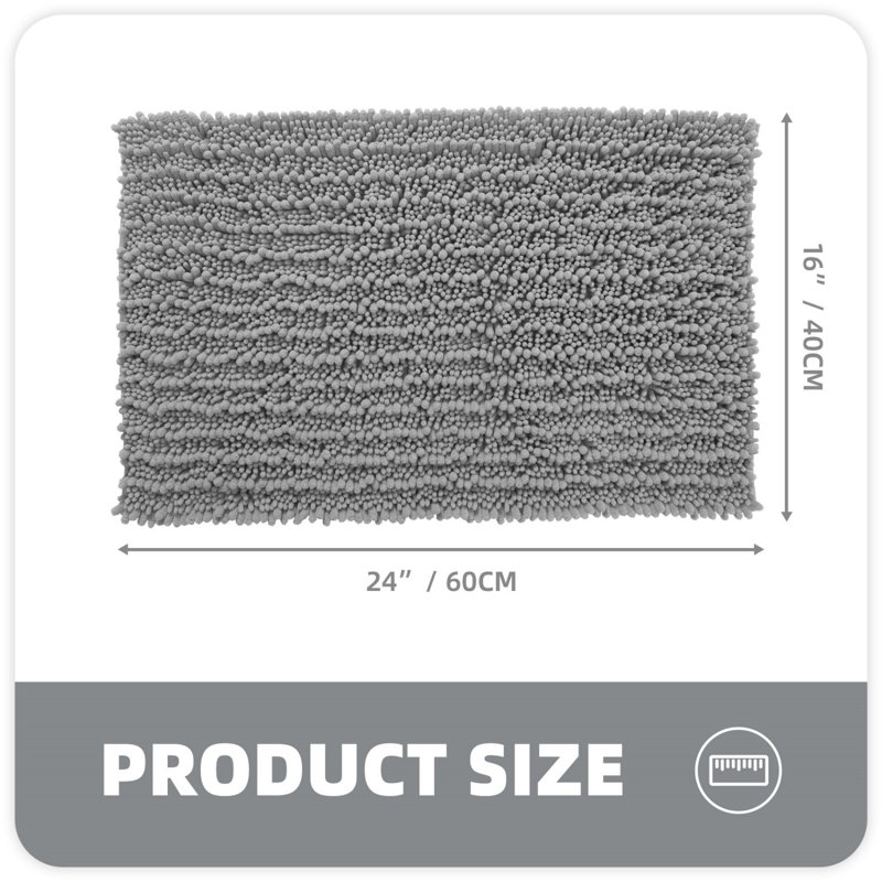 Tapis pour salle de bain Egista, L 16 po x L 24 po, gris