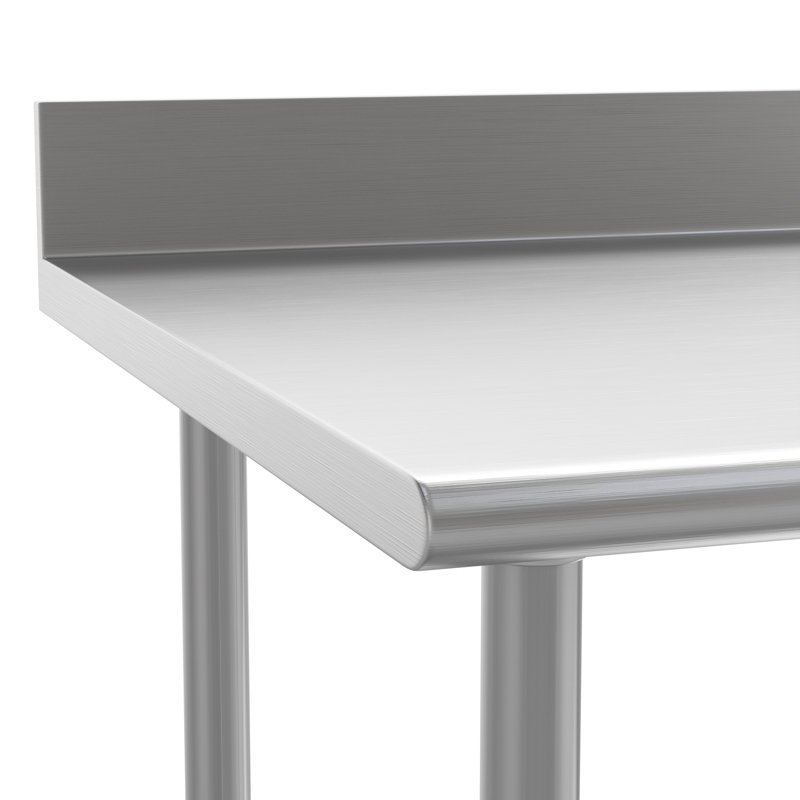 Commercial Stainless Steel Kitchen Prep Table with Adjustable Shelf and Backsplash