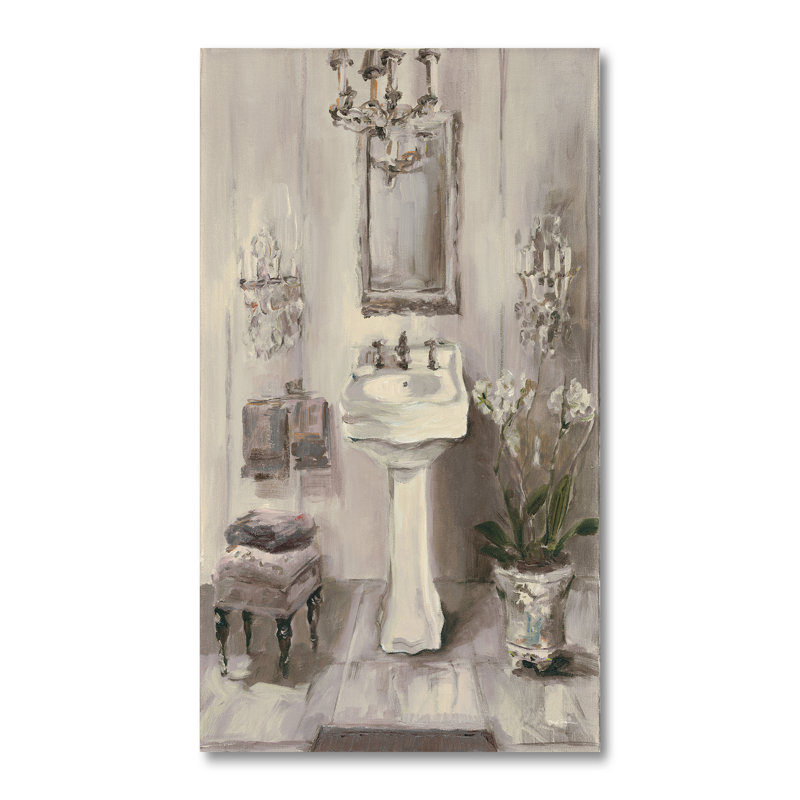 «French Bathroom», impression sur toile, «French Bathroom Vintage II», H 20 po x l 12 po x p 1 po, Toile tendue