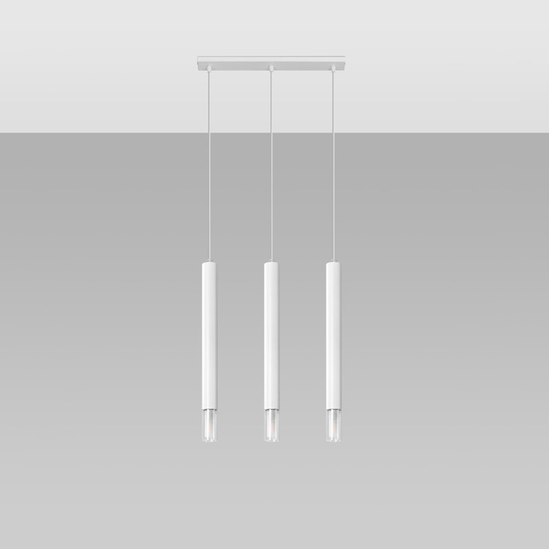 Bohlen - Light Stainless Steel Pendant, White, 3 Lights, 52cm W x 9cm D