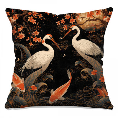 Coussins Cranes And Koi Fish