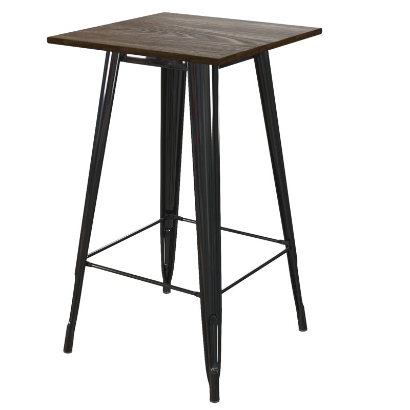 Solid Wood Top Dining Table, Black