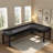 Black Solid Wood L-Shaped Desk with Drawers-1120158853