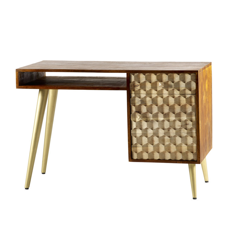 Rosemont Solid Wood Top Metal Base Writing Desk