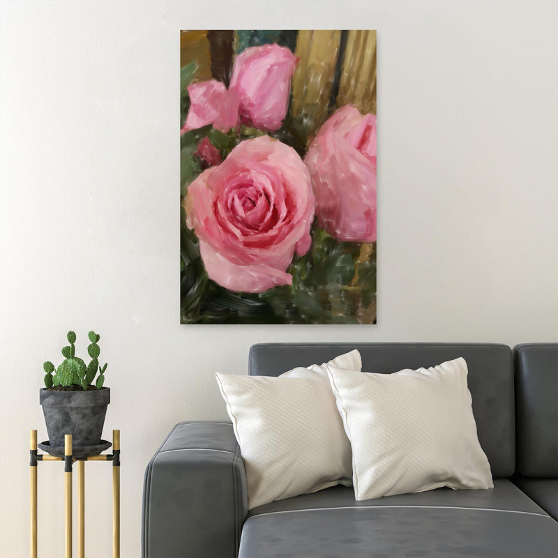 «Pink Rose Flowers 5», reproduction d'art rectangulaire sur toile tendue, H 20 po x l 16 po