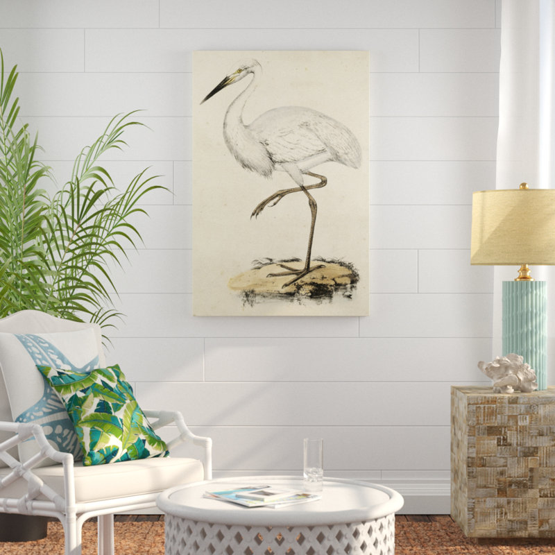 «Antique Heron III», peinture sur toile, H 48 po x l 32 po