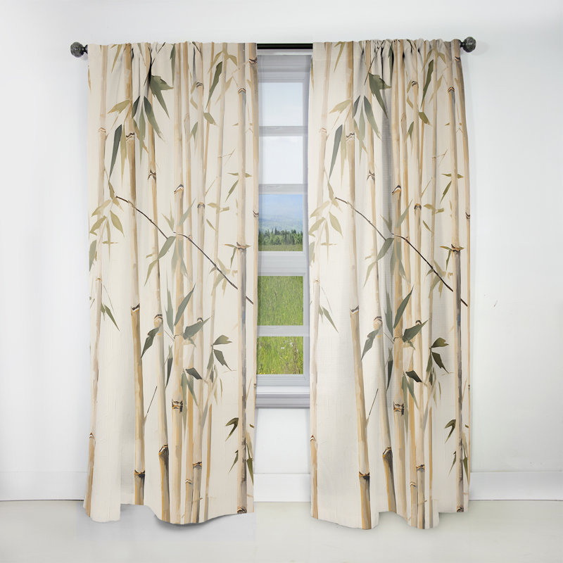 Eadoin Beige Minimalism Bamboo Serenity III - Traditional Velvet Curtain - Room Darkening - 1 Panel, 52" W x 108" L