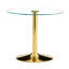 Table de salle à manger ronde en verre trempé de 35 po avec pieds en métal doré, s'adaptant à différents styles d'intérieur pour rehausser l'esthétique de votre espace-1496472860