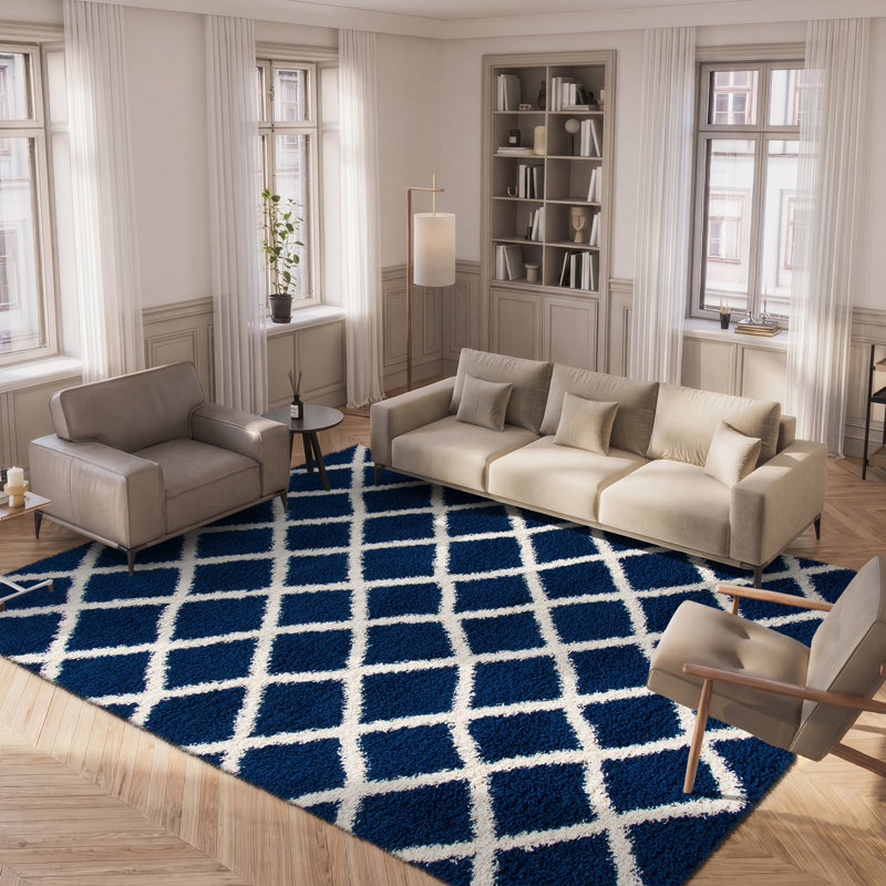 Albertha Sgd-Dallas Shag Performance Geometric Rug, Rectangle 8' x 10'