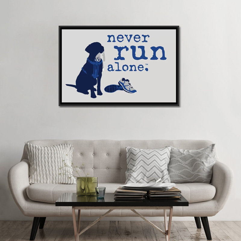 «Never Run Alone», impression sur toile, H 18 po x l 26 po x P 1,5 po, Toile avec cadre noir, Pas de tapis