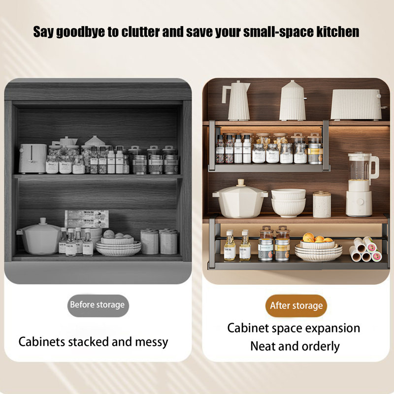 Expandable Under Shelf Storage Rack, Under Cabinet Shelving Basket
